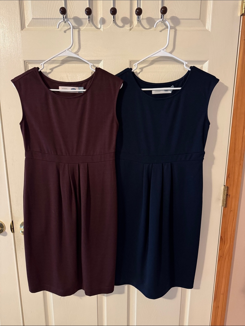 Old Navy Maternity Sleeveless Midi Dresses in Burgundy and Navy